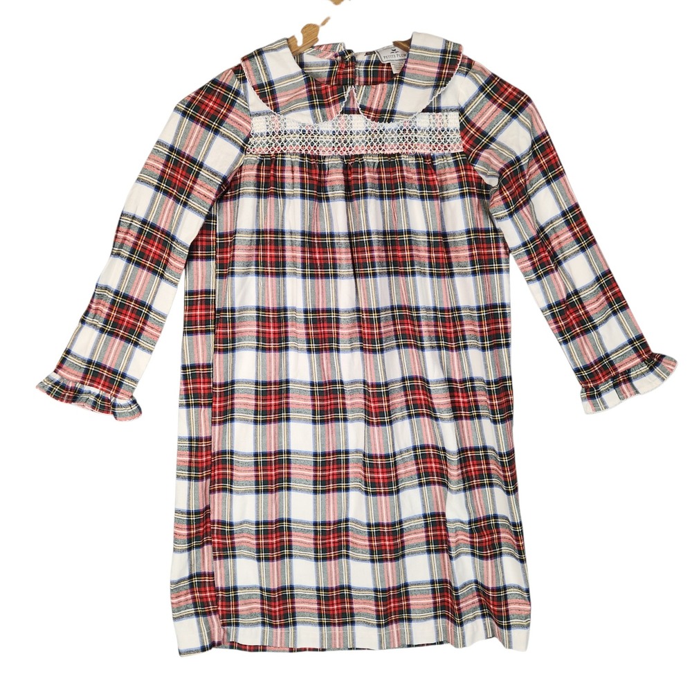 Petite Plume Nightgown Girl's 8 Multicolor Plaid Smocked Preppy Classic Holiday